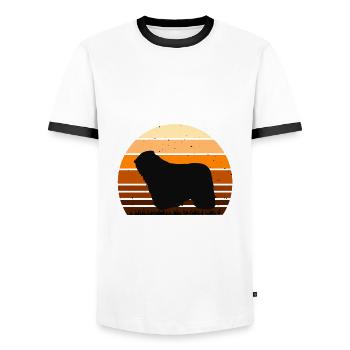 Komondor Dog Lover Silhouette Vintage Sunset - T-shirt contrasté Homme - blanc/noir - Devant - AI Model Female 172 light (172cm) & AI Model Male 178 dark (178cm)