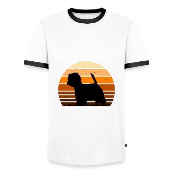 Westie Dog Lover Silhouette Vintage Sunset - T-shirt contrasté Homme - blanc/noir - Devant - AI Model Female 172 light (172cm) & AI Model Male 178 dark (178cm)