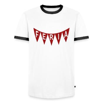 FERIA Banderole rouge - T-shirt contrasté Homme - blanc/noir - Devant - AI Model Female 172 light (172cm) & AI Model Male 178 dark (178cm)