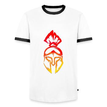 Casque sparte sketchy - T-shirt contrasté Homme - blanc/noir - Devant - AI Model Female 172 light (172cm) & AI Model Male 178 dark (178cm)