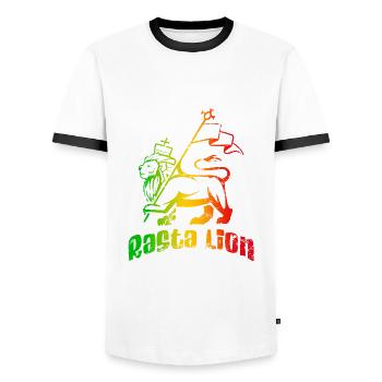 Rasta Lion - T-shirt contrasté Homme - blanc/noir - Devant - AI Model Female 172 light (172cm) & AI Model Male 178 dark (178cm)