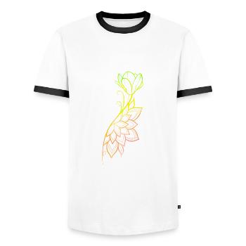 Mandala florale Strichzeichnungen - Männer Kontrast-T-Shirt - Weiß/Schwarz - Vorne - AI Model Female 172 light (172cm) & AI Model Male 178 dark (178cm)