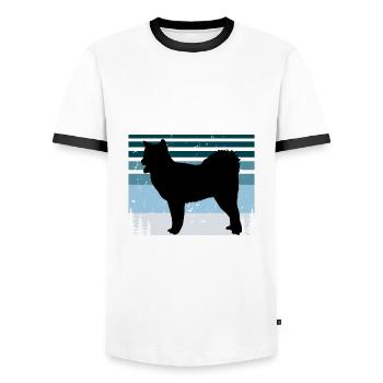 Canadian Eskimo Dog Love Silhouette Vintage Sunset - T-shirt contrasté Homme - blanc/noir - Devant - AI Model Female 172 light (172cm) & AI Model Male 178 dark (178cm)