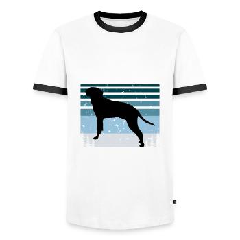 Braque Saint Germain Hund Silhouette Retro Sonnenuntergang - Männer Kontrast-T-Shirt - Weiß/Schwarz - Vorne - AI Model Female 172 light (172cm) & AI Model Male 178 dark (178cm)