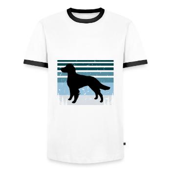Britanny Dog Lover Silhouette Vintage Sunset - T-shirt contrasté Homme - blanc/noir - Devant - AI Model Female 172 light (172cm) & AI Model Male 178 dark (178cm)