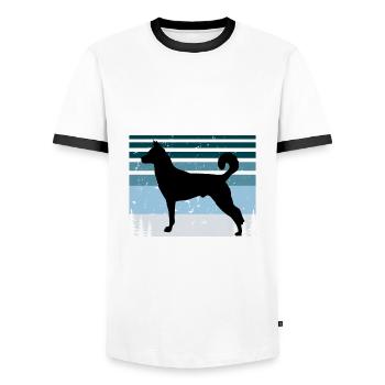 Canaan Dog Lover Silhouette Vintage Sunset - T-shirt contrasté Homme - blanc/noir - Devant - AI Model Female 172 light (172cm) & AI Model Male 178 dark (178cm)