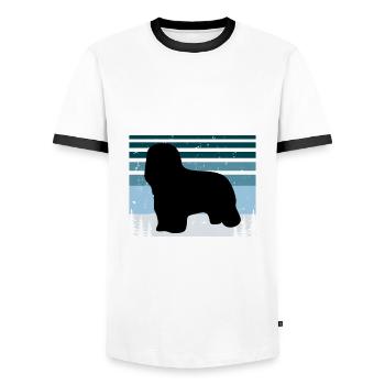 Briard Dog Lover Silhouette Vintage Sunset - Men's Ringer Shirt - white/black - Front - AI Model Female 172 light (172cm) & AI Model Male 178 dark (178cm)