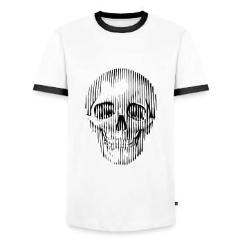 Skull graphic art - Men's Ringer Shirt - white/black - Front - AI Model Female 172 light (172cm) & AI Model Male 178 dark (178cm)