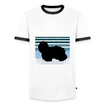 Coton De Tuléar Chien Amour Silhouette Vintage Coucher de Soleil - T-shirt contrasté Homme - blanc/noir - Devant - AI Model Female 172 light (172cm) & AI Model Male 178 dark (178cm)