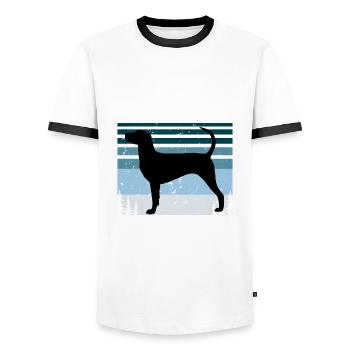 Dunker Dog Lover Silhouette Vintage Sunset - T-shirt contrasté Homme - blanc/noir - Devant - AI Model Female 172 light (172cm) & AI Model Male 178 dark (178cm)