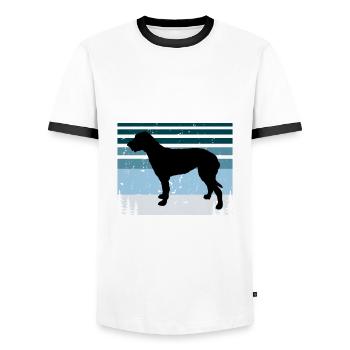 Irish Wolfhound Dog Love Silhouette Vintage Sunset - Men's Ringer Shirt - white/black - Front - AI Model Female 172 light (172cm) & AI Model Male 178 dark (178cm)
