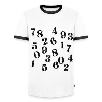 cooler Zahlensalat Zahlen Mathematik - used look - Männer Kontrast-T-Shirt - Weiß/Schwarz - Vorne - AI Model Female 172 light (172cm) & AI Model Male 178 dark (178cm)