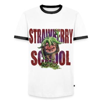 Strawberry School - Men's Ringer Shirt - white/black - Front - AI Model Female 172 light (172cm) & AI Model Male 178 dark (178cm)