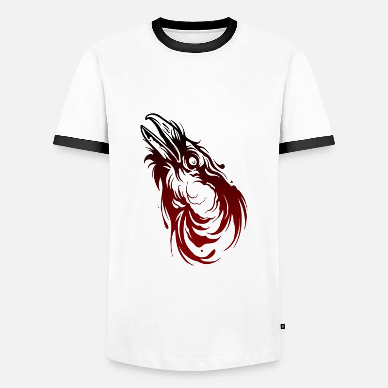 Crow's head - Men's Ringer Shirt - white/black