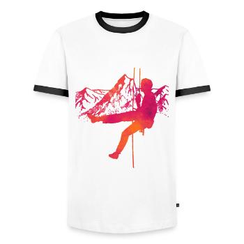 Klettern Kletterkunst Kletterer / Kletterer - Männer Kontrast-T-Shirt - Weiß/Schwarz - Vorne - AI Model Female 172 light (172cm) & AI Model Male 178 dark (178cm)