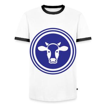 Cow Head Symbol - Men's Ringer Shirt - white/black - Front - AI Model Female 172 light (172cm) & AI Model Male 178 dark (178cm)