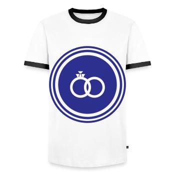 Anneaux de mariage Bague de mariage - T-shirt contrasté Homme - blanc/noir - Devant - AI Model Female 172 light (172cm) & AI Model Male 178 dark (178cm)