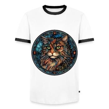Ragamuffin Cat Breed Aquarelle Verre - T-shirt contrasté Homme - blanc/noir - Devant - AI Model Female 172 light (172cm) & AI Model Male 178 dark (178cm)