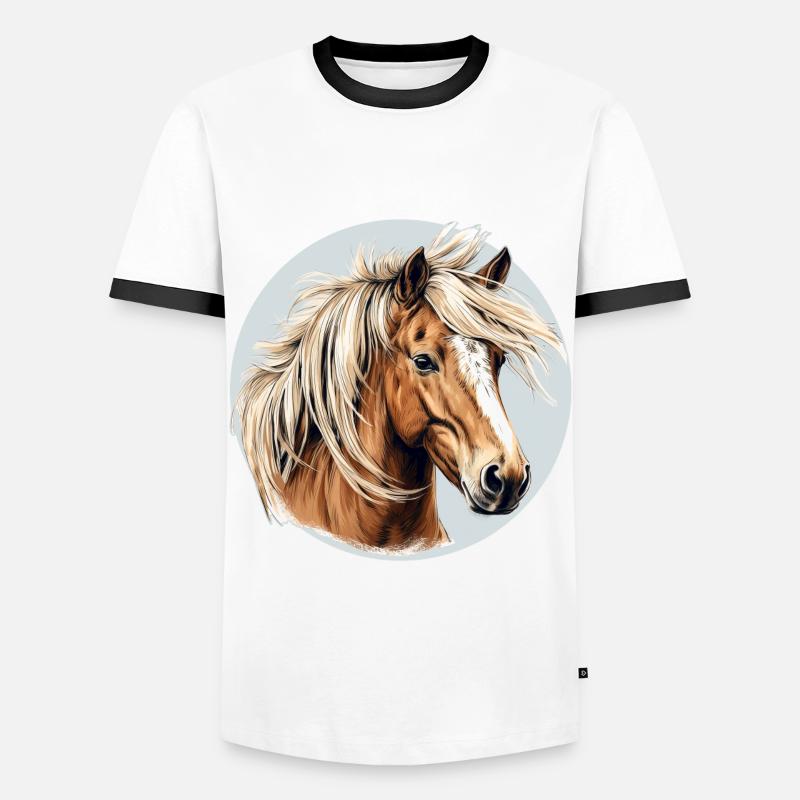 Haflinger Pferd - Männer Kontrast-T-Shirt - Weiß/Schwarz