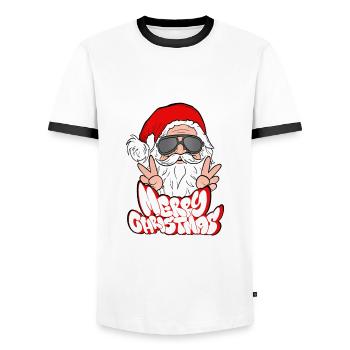 Joyeux Noël Frohe Weihnachten - Männer Kontrast-T-Shirt - Weiß/Schwarz - Vorne - AI Model Female 172 light (172cm) & AI Model Male 178 dark (178cm)