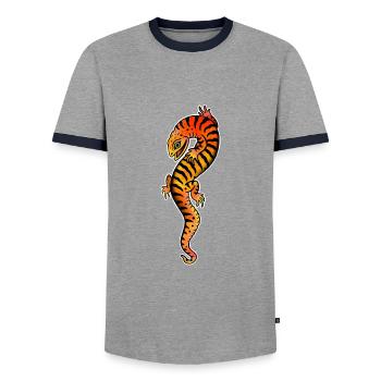 Eidechsen-Tattoo-Stil - Männer Kontrast-T-Shirt - Grau/Navy  - Vorne - AI Model Female 172 light (172cm) & AI Model Male 178 light (178cm)
