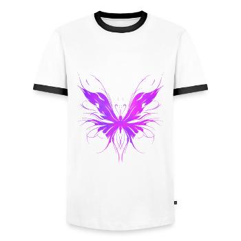 Purple Trash Butterfly - Men's Ringer Shirt - white/black - Front - AI Model Female 172 light (172cm) & AI Model Male 178 dark (178cm)