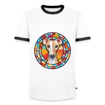 Whippet-Hunderasse Bunte Aquarell-Illustration - Männer Kontrast-T-Shirt - Weiß/Schwarz - Vorne - AI Model Female 172 light (172cm) & AI Model Male 178 dark (178cm)