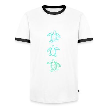 Tortues line art - T-shirt contrasté Homme - blanc/noir - Devant - AI Model Female 172 light (172cm) & AI Model Male 178 dark (178cm)