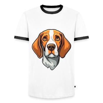 Ariege Pointer Dog Breed Cartoon Kawaii Illustrati - Men's Ringer Shirt - white/black - Front - AI Model Female 172 light (172cm) & AI Model Male 178 dark (178cm)