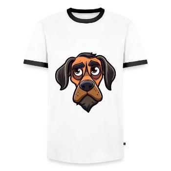 Cao De Seo Miguel Race De Chien Cartoon Kawaii Illustr - T-shirt contrasté Homme - blanc/noir - Devant - AI Model Female 172 light (172cm) & AI Model Male 178 dark (178cm)