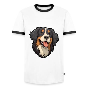 Bernese Mountain Dog Breed Cartoon Kawaii Illustra - Men's Ringer Shirt - white/black - Front - AI Model Female 172 light (172cm) & AI Model Male 178 dark (178cm)
