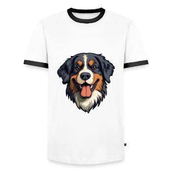 Berner Laufhund Dog Breed Cartoon Kawaii Illustrat - Men's Ringer Shirt - white/black - Front - AI Model Female 172 light (172cm) & AI Model Male 178 dark (178cm)