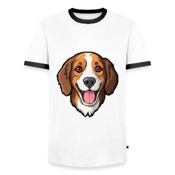 Cao Da Serra De Aires Hunderasse Cartoon Kawaii Ill - Männer Kontrast-T-Shirt - Weiß/Schwarz - Vorne - AI Model Female 172 light (172cm) & AI Model Male 178 dark (178cm)
