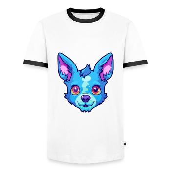 Blue Heeler chien race Cartoon Kawaii Illustration - T-shirt contrasté Homme - blanc/noir - Devant - AI Model Female 172 light (172cm) & AI Model Male 178 dark (178cm)