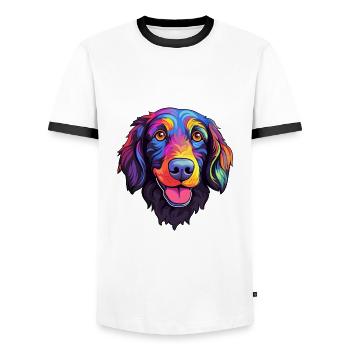 Plat Enduit Retriever Chien Race Cartoon Kawaii Ill - T-shirt contrasté Homme - blanc/noir - Devant - AI Model Female 172 light (172cm) & AI Model Male 178 dark (178cm)