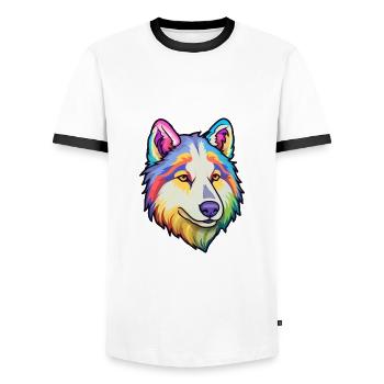 Labrador Husky Hunderasse Cartoon Kawaii Illustrati - Männer Kontrast-T-Shirt - Weiß/Schwarz - Vorne - AI Model Female 172 light (172cm) & AI Model Male 178 dark (178cm)