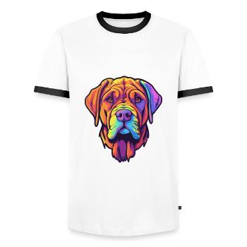 Boerboel Dog Breed Cartoon Kawaii Illustration - Men's Ringer Shirt - white/black - Front - AI Model Female 172 light (172cm) & AI Model Male 178 dark (178cm)
