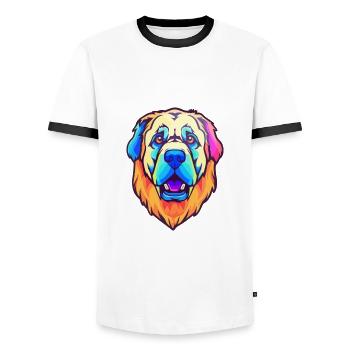Kangal chien race dessin animé Kawaii Illustration - T-shirt contrasté Homme - blanc/noir - Devant - AI Model Female 172 light (172cm) & AI Model Male 178 dark (178cm)