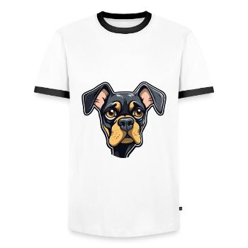 Owczarek Podhalanski Hunderasse Karikatur Kawaii Illu - Männer Kontrast-T-Shirt - Weiß/Schwarz - Vorne - AI Model Female 172 light (172cm) & AI Model Male 178 dark (178cm)