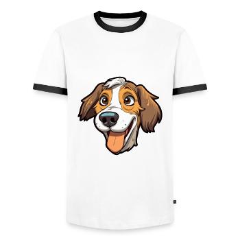 Perdiguero Navarro Hunderasse Karikatur Kawaii Illust - Männer Kontrast-T-Shirt - Weiß/Schwarz - Vorne - AI Model Female 172 light (172cm) & AI Model Male 178 dark (178cm)