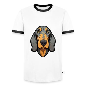 Noir et Tan Coonhound chien race Cartoon Kawaii I - T-shirt contrasté Homme - blanc/noir - Devant - AI Model Female 172 light (172cm) & AI Model Male 178 dark (178cm)