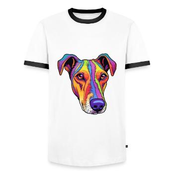 Glatter Foxterrier Hunderasse Cartoon Kawaii Illust - Männer Kontrast-T-Shirt - Weiß/Schwarz - Vorne - AI Model Female 172 light (172cm) & AI Model Male 178 dark (178cm)