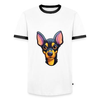 Jouet Manchester Terrier Race De Chien Dessin Animé Kawaii Il - T-shirt contrasté Homme - blanc/noir - Devant - AI Model Female 172 light (172cm) & AI Model Male 178 dark (178cm)