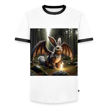 Feuerspeiender Hase Drache #15 - Männer Kontrast-T-Shirt - Weiß/Schwarz - Vorne - AI Model Female 172 light (172cm) & AI Model Male 178 dark (178cm)