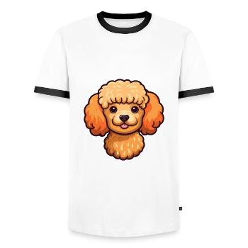 Toy Poodle Dog Breed Cartoon Kawaii Illustration - Men's Ringer Shirt - white/black - Front - AI Model Female 172 light (172cm) & AI Model Male 178 dark (178cm)
