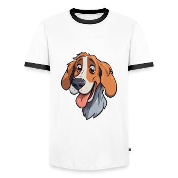 Slovensky Kopov Dog Breed Cartoon Kawaii Illustrat - Men's Ringer Shirt - white/black - Front - AI Model Female 172 light (172cm) & AI Model Male 178 dark (178cm)