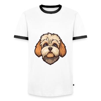 Shih Poo Hunderasse Cartoon Kawaii Illustration - Männer Kontrast-T-Shirt - Weiß/Schwarz - Vorne - AI Model Female 172 light (172cm) & AI Model Male 178 dark (178cm)