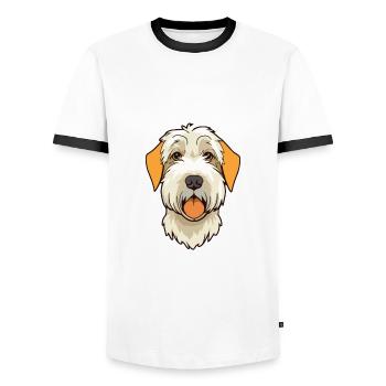 Sealyham Terrier Dog Breed Cartoon Kawaii Illustra - Men's Ringer Shirt - white/black - Front - AI Model Female 172 light (172cm) & AI Model Male 178 dark (178cm)