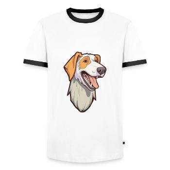 Russian Wolfhound Dog Breed Cartoon Kawaii Illustr - Men's Ringer Shirt - white/black - Front - AI Model Female 172 light (172cm) & AI Model Male 178 dark (178cm)