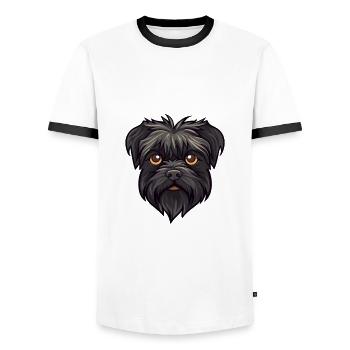 Affenpinscher Dog Breed Cartoon Kawaii Illustratio - Men's Ringer Shirt - white/black - Front - AI Model Female 172 light (172cm) & AI Model Male 178 dark (178cm)